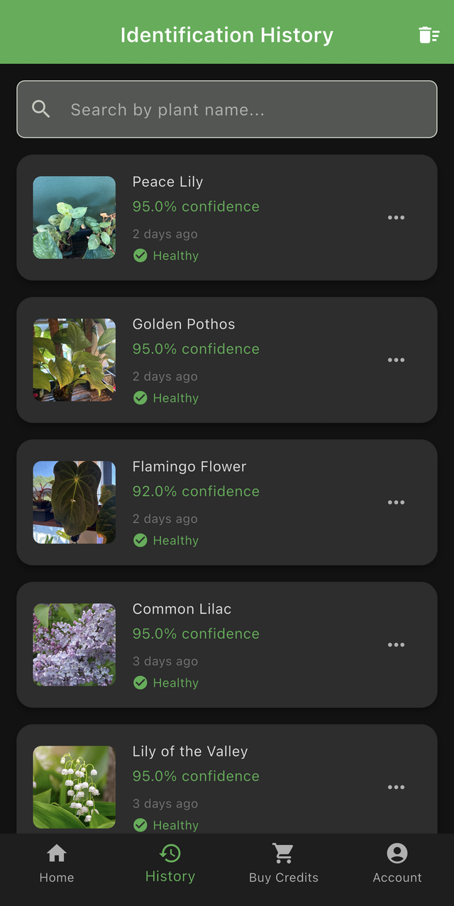 Budget Plant ID App Screenshot